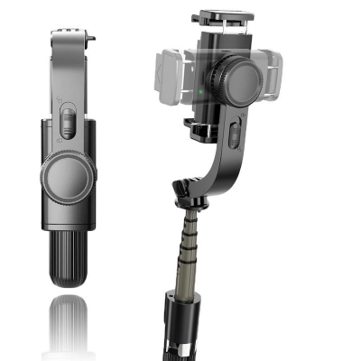 Picture of Gimbal Stabilizer Selfie Stick Tripod, L08 Anti-Shake Smart Selfie Stick Bluetooth Remote Control 360° Rotate Aluminium Alloy Tripod for iPhone Android Phone Selfie Vlog Video Live Show