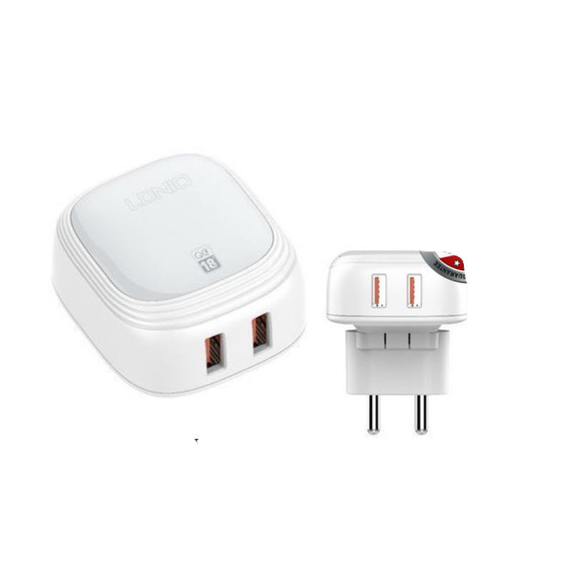 Picture of LDNIO A2512Q USB 2 Port 18W 2 QC3.0 USB (2 Ports) Fast Charger Adapter with Type-C / Lightning Cable / Micro USB Cable (Any 1 Pcs Cable) Select on Variant