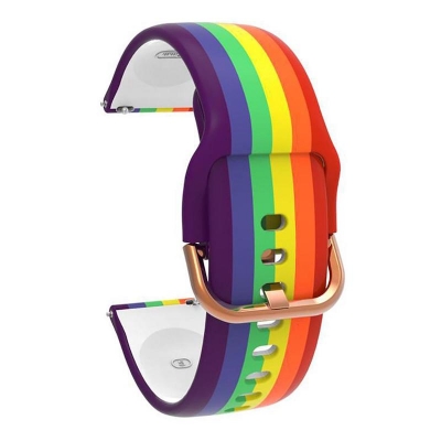 Picture of Rainbow Colour 20mm Silicone Strap For Xiaomi Amazfit Bip / Haylou LS02 / RS4 Smartwatch 20MM Bracelet For All Other 20mm Width Lugs Quartz, Digital, Automatic Watches Strap Watch Belt