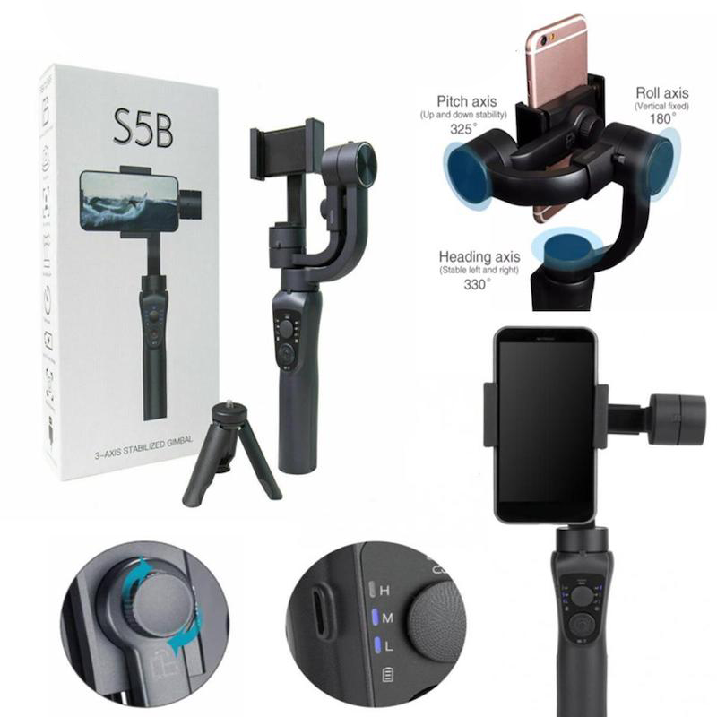 Picture of S5B 3 Axis Bluetooth Handheld Gimbal Stabilizer Cellphone Video Record Smartphone Gimbal For Smartphone Action Camera