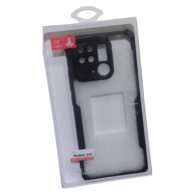 Picture of Xundd Case (ORG) For Xiaomi Redmi 10C Military Grade Drop Tested Slim Clear Back with Shockproof Soft TPU Bumper Frame Cover Black and Transparent