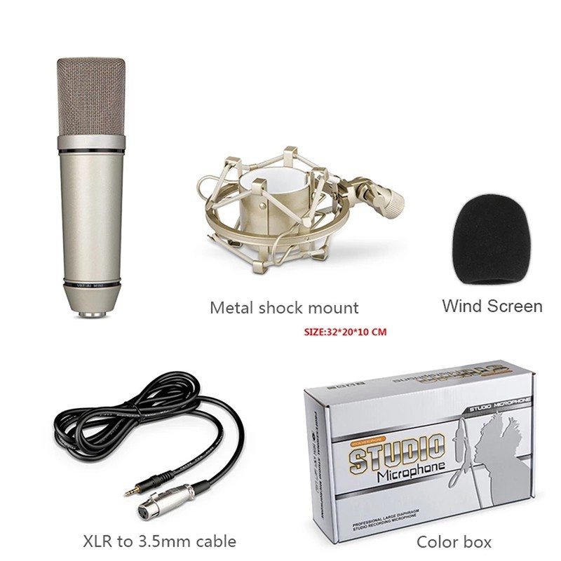 Picture of U87 Condenser Microphone For PC Phone Large Diaphragm Condenser Microphone For Vocal Record and Live Karaoke Mic Microphone