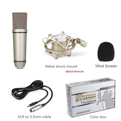 Picture of U87 Condenser Microphone For PC Phone Large Diaphragm Condenser Microphone For Vocal Record and Live Karaoke Mic Microphone