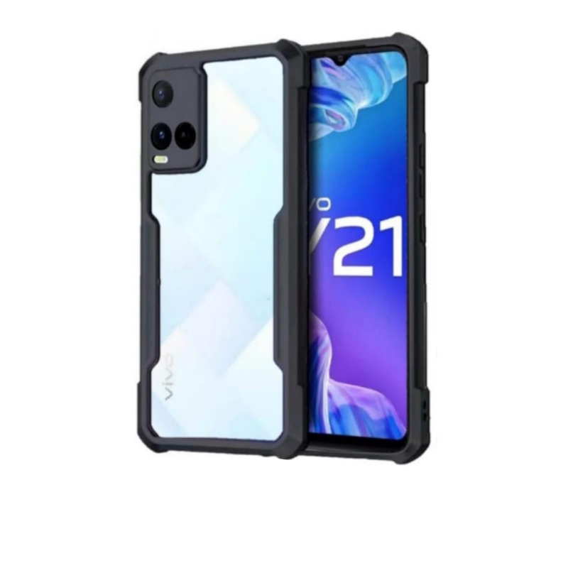 Picture of XUNDD CASE For Vivo Y21 Cover Military Grade Black Bumper Case Airbags Shockproof Protective Transparent Back Cover