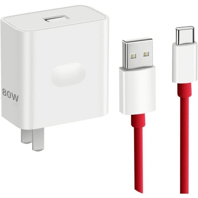 Picture of Super VOOC 80W 11V 7.3A For OnePlus 10 Pro SuperVOOC Warp Charger with USB Type C Cable For OnePlus 10 Pro OnePlus 9 Pro 9R 9 8T with USB A to C Warp Charging Cable