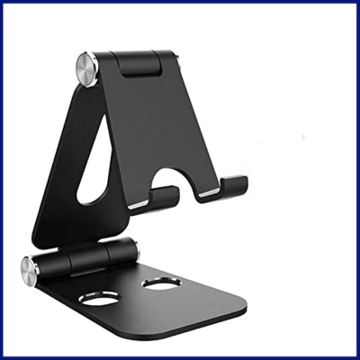 Picture of Foldable Metal Cell Phone Holder Fully Adjustable Phone Stand Multi-Angle Mobile Phone Stand Holder Universal For Desk Bed Phone Pad Samsung Cell Phone Tablet Kindle