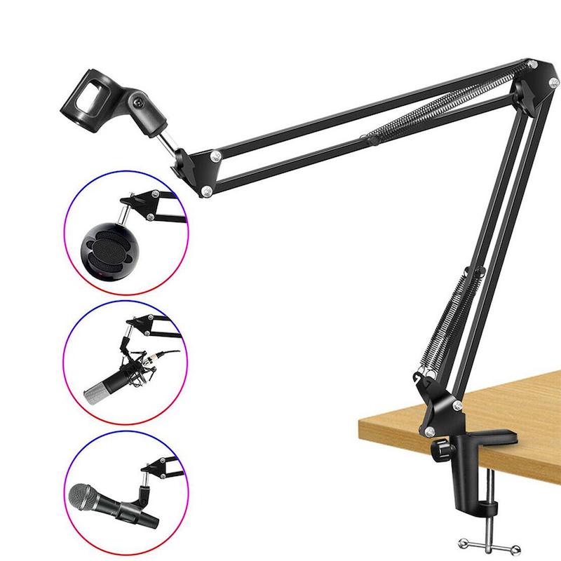 Picture of NB-37 Microphone Stand Desk Adjustable Suspension Boom Scissor Arm Stand For Microphones With Mic Windscreen