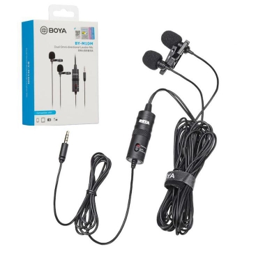 Picture of BOYA BY-M1DM Dual Lavalier Universal Microphone with a Single 1/8 Stereo Connector for Smartphones DSLR Camears Camcorders