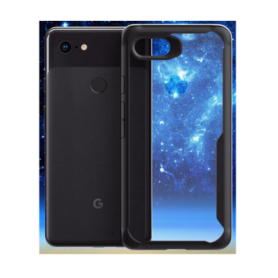 Picture of For Google Pixel 3A Cover German Bayer Imported TPU Back Cover Shock Proof Anti Slip Black Bumper & Clear Transparent Back PC Soft TPU Back Cover Case