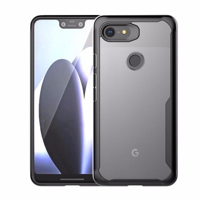 Picture of For Google Pixel 2XL Cover German Bayer Imported TPU Back Cover Shock Proof Anti Slip Black Bumper and Clear Transparent Back PC Soft TPU Back Cover Case