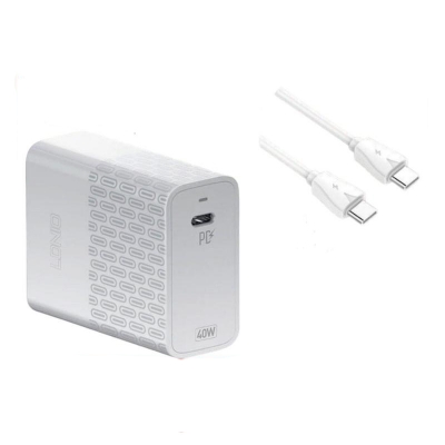 Picture of LDNIO A1405C 40W PD Type C Fast Charge Wall Charger with EU Plug with Free Type-C To Type-C Cable For Samsung Xiaomi Huawei Oppo Vivo