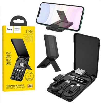 Picture of HOCO U86 Multifunctional 3 in 1 Treasure Type C to Type C Charging Data Cable with Micro USB to Type C Adapter For Lightning To Type-C Adapter USB to Type C Adapter with storage Case Use Mobile Stand