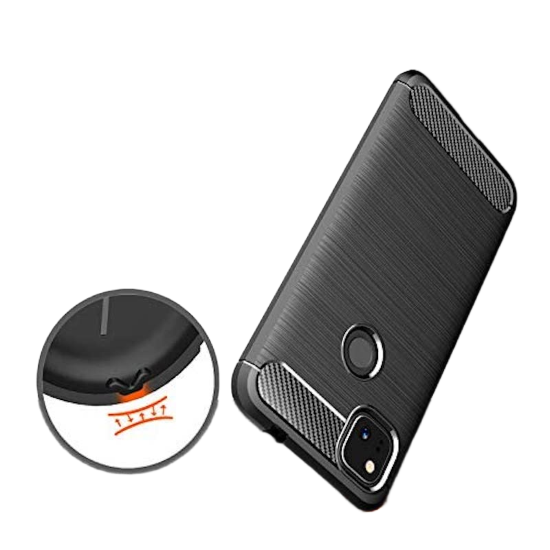 Picture of Carbon Fiber Case For Google Pixel 4A 5G Case Rubber Silicone Bumper Carbon Fiber Cover Soft TPU Anti Drop Slim Case