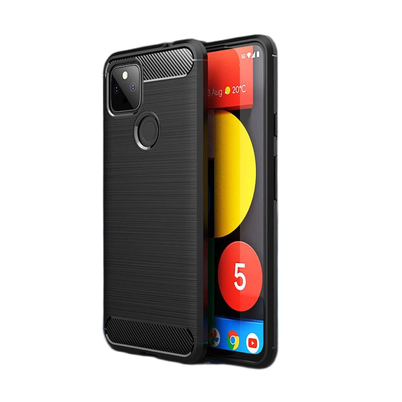 Picture of Carbon Fiber Case For Google Pixel 5A Case Rubber Silicone Bumper Carbon Fiber Cover Soft TPU Anti Drop Slim Case