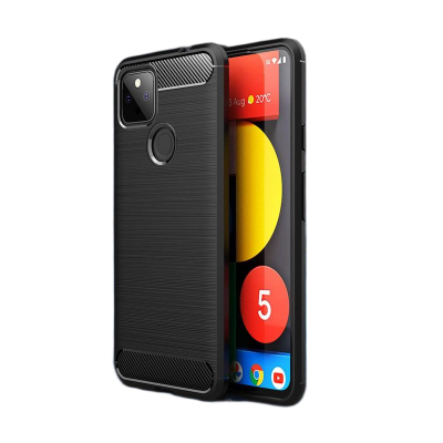 Picture of Carbon Fiber Case For Google Pixel 5A Case Rubber Silicone Bumper Carbon Fiber Cover Soft TPU Anti Drop Slim Case