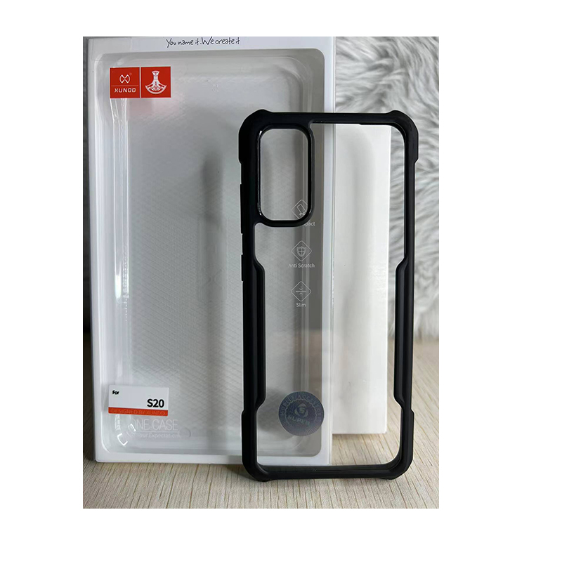 Picture of XUNDD Brand Case For Samsung Galaxy S20 S20 5G Military Grade Drop Tested Slim Clear Back with Shockproof Soft TPU Bumper Frame Cover Black and Transparent