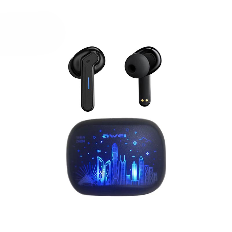 Picture of Awei T53 / T53 ANC Wireless Bluetooth Earbuds RGB Colorful Light Earphones Bluetooth 5.3 Call Noise Reduction Headphone 65ms Zero delay For Gaming Caling Music Listing