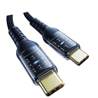 Picture of Awei CL-138T Type-C to Type-C Transparent Charging Transmission Data Cable PD 60W 3A Super Fast Charging 100cm Prescision and Thick Copper Core with Temperature Control Chip Premium Quality Cord