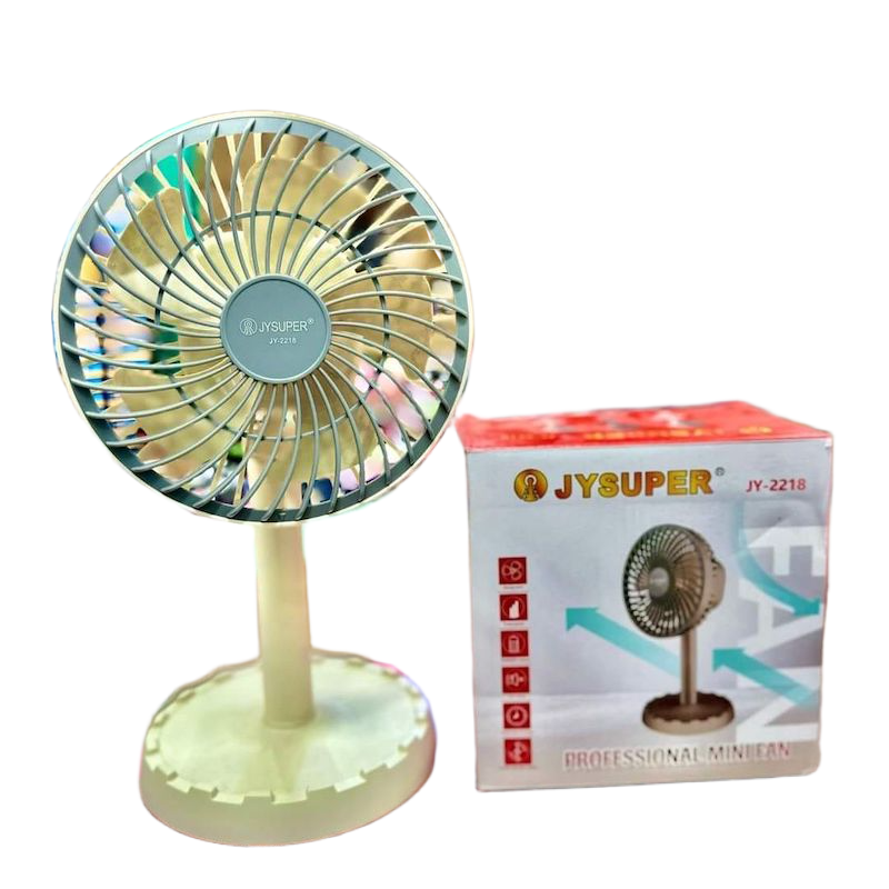 Picture of JYSUPER JY-2218 Portable Mini Desk Fan Professional Rechargeable Strong Wind Left to Right Oscillating Angle 45 Degrees AC DC