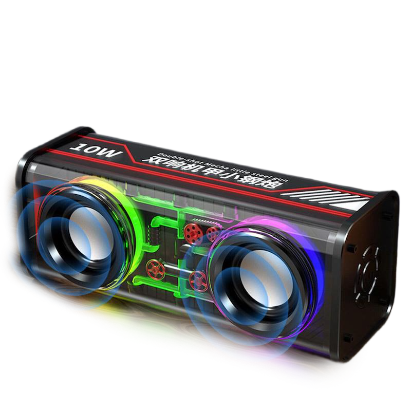 Picture of BYZ V08 / A88 Portable 10W Transparent Mech Bluetooth Speaker RGB Breathing Light 360° TWS Stereo Surround Powerful Bass