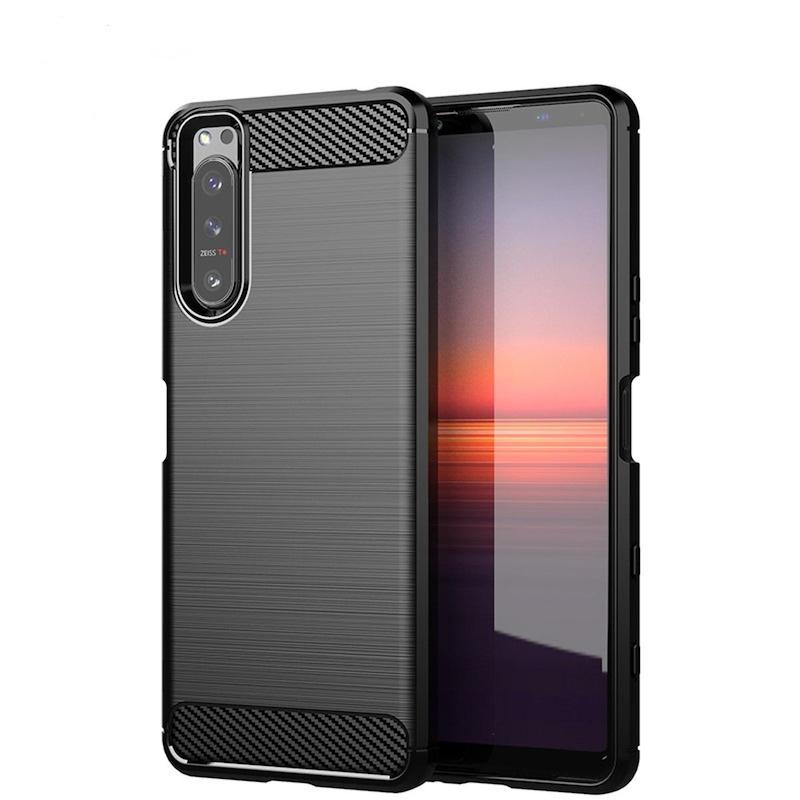 Picture of Carbon Fiber Case For Sony Xperia 5 Phone Case Rubber Silicone Bumper Carbon Fiber Cover Soft TPU Anti Drop Slim Case