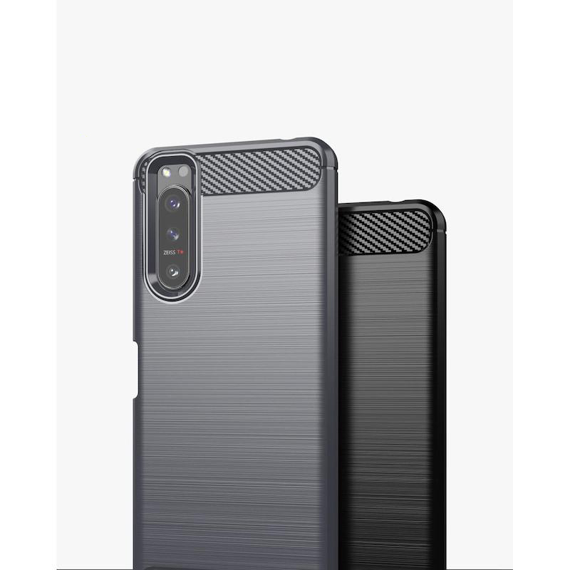 Picture of Carbon Fiber Case For Sony Xperia 5 ii Phone Case Rubber Silicone Bumper Carbon Fiber Cover Soft TPU Anti Drop Slim Case For Sony Xperia 5 Mark 2