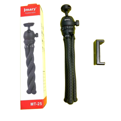 Picture of JMARY MT-25 Table Top Mini Portable Flexible Tripod Stand for Mobile Phones and DSLR and Digital Cameras with Universal Mobile Phone Holder