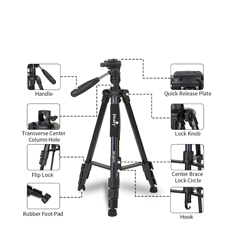 Picture of Jmary KP-2274 Professional 2 in 1 Camera Tripod and Monopod With Adjustable 4 section Height For All DSLR GoPro Cameras Mobile Phone