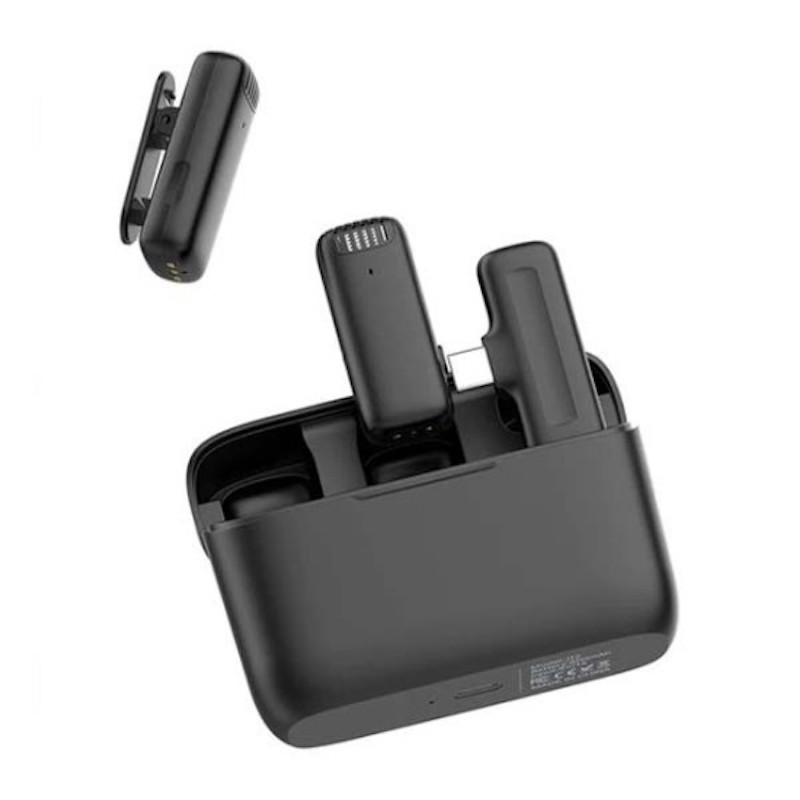 Picture of ULANZI J12 Type-C Wireless Lavalier Microphone for USB C Phone, 2-in-1 Plug N Play Mic with Charging Case for Phone Video Recording Interview Youtubers Vloggers, 65ft Transmission Range