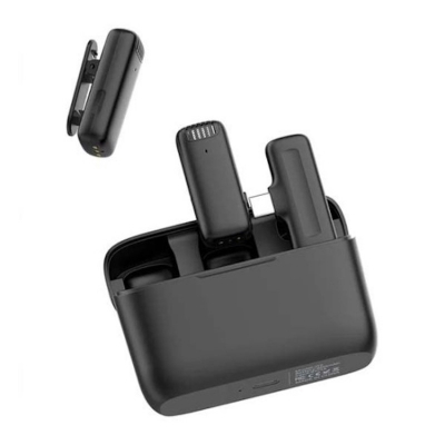 Picture of ULANZI J12 Type-C Wireless Lavalier Microphone for USB C Phone, 2-in-1 Plug N Play Mic with Charging Case for Phone Video Recording Interview Youtubers Vloggers, 65ft Transmission Range