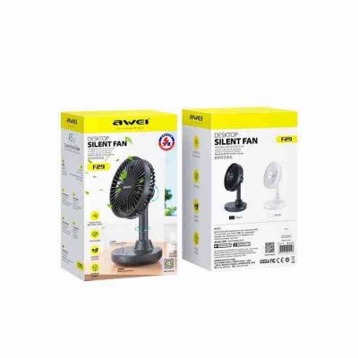 Picture of Awei F29 Mini Desk Stand Oscillating Fan with 3 Tuning Speed Strong Wind Rechargeable Fans Long Battery Life