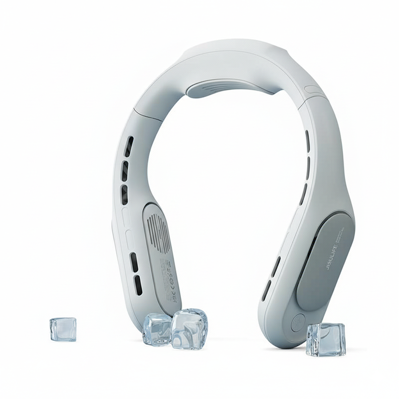 Picture of JISULIFE FA35 Portable Ultimate Bladeless Neck Fan 3+1 Speeds Rechargeable Personal Fan for Neck with Multi Motors USB Wearable Fan for Outdoor Home Office with Silicone Neck Brace