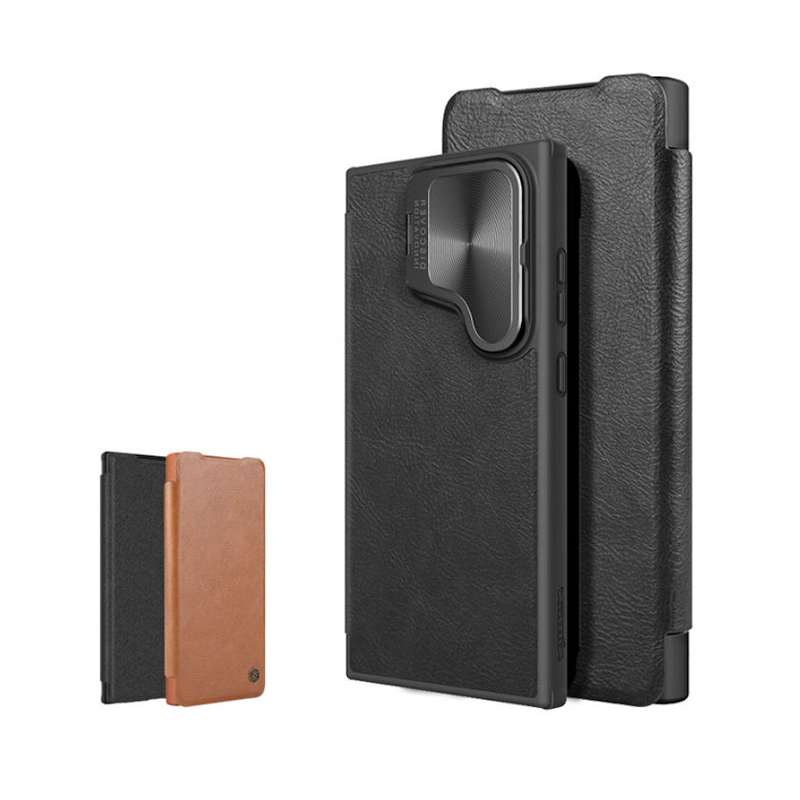 Picture of Nillkin Flip Case For Samsung Galaxy S24 Ultra 5G Leather Wallet Case Premium PU Leather Case with Card Holder Lens Cover Stand Protection Slim Fit Flip Cover For Samsung Galaxy S24 Ultra