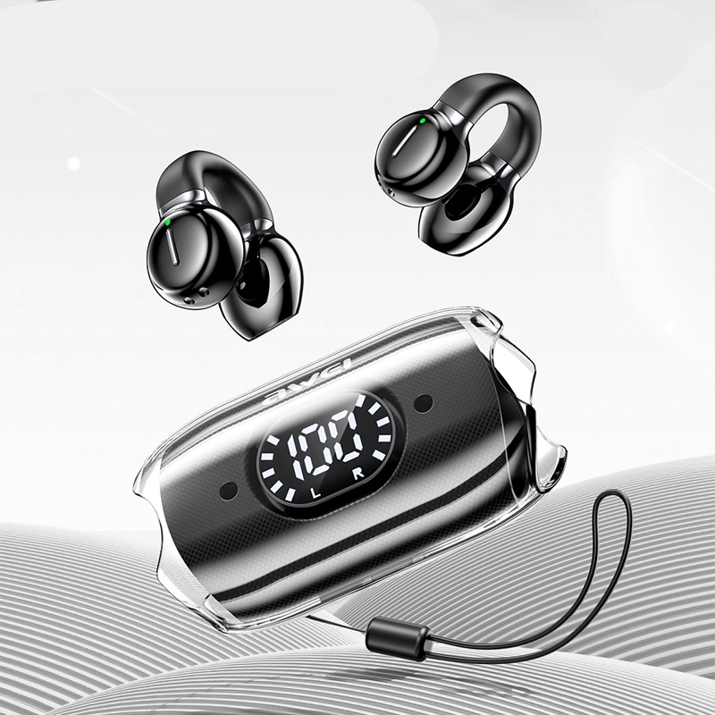 Picture of Awei TZ7 Clip-on Ear Wireless Sports Headphones With Mic V5.3 Bluetooth Earphones Hifi Sound Earbuds With LED Digital Display
