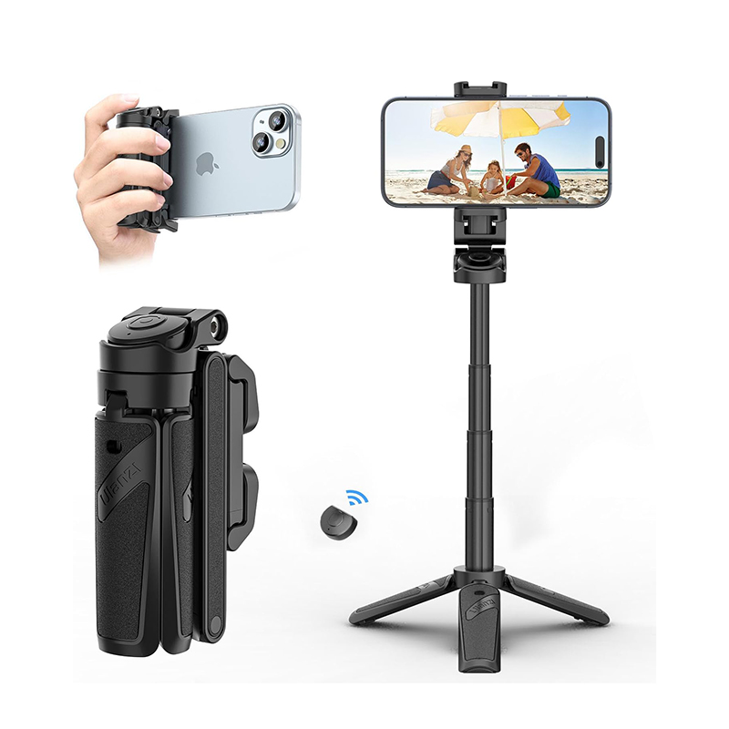 Picture of ULANZI JJ02 Extendable Handgrip Tripod, Pocket Size Selfie Stick Built-in Bluetooth Remote Shutter 10M 393.7'' Effective, 4 Sections Stretchable, for Vlog, Live streaming Photography Accessories