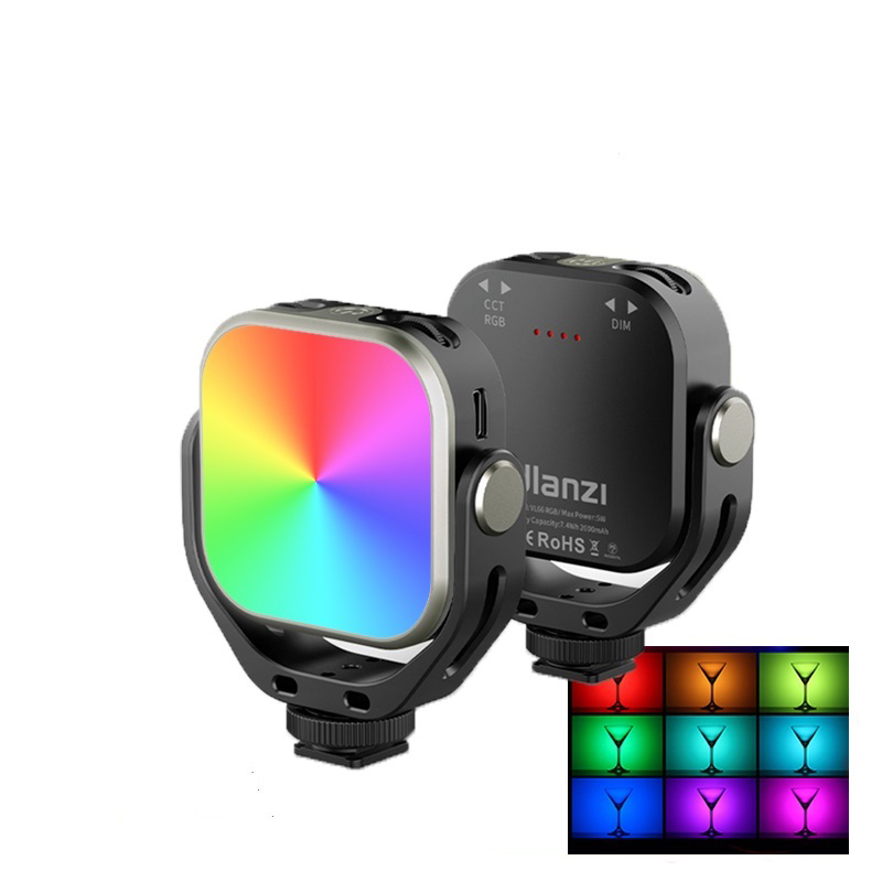 Picture of ULANZI VL66 RGB Adjustable Rechargeable 2500-6500K Mini Portable On-Camera Video Light, 2000mAh CRI95+ Dimmable, Ultra Bright Photo and Video Lighting, LED Fill Lamp for Camera Phone GoPro DLSR