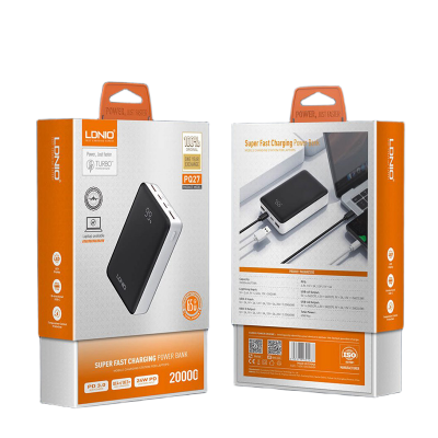 Picture of LDNIO PQ27 65W 20,000mah 77Wh Digital Display Power Bank External Battery Power Supply with 2 Inputs & 3 Outputs Support QC5/4+/3+/3.0 PD3.0 VOOC Fast Charging For iPhone 16 Pro 15 14 13 For Huawei Pura 70 Ultra for Samsung Galaxy S24 Ultra