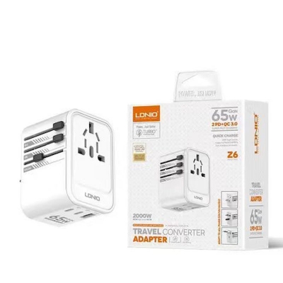 Picture of LDNIO Z6 65W GAN UNIVERSAL TRAVEL ADAPTER PD 65W + QC3.0 SUPER FAST CHARGER 2000W MULTIFUNCTIONAL TRAVEL POWER SOCKET 65W GaN UK US EU