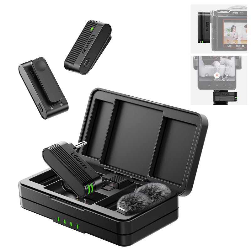 Picture of Ulanzi A100 Wireless Microphone Player Audio Video Recording Microphone for iPhone 16 15 Android Phone Camera 15 Android Phone Camera