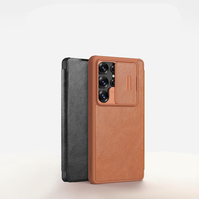 Picture of Nillkin Flip Case Compatible with Samsung Galaxy S25 Ultra 5G 6.9 inch Phone Camera Protection PU Leather Case with Lens Slide Cover Protective Cover For Samsung S25 Ultra