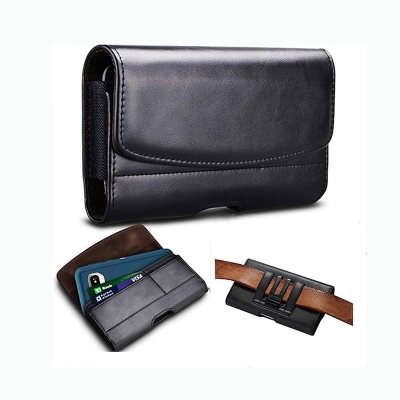 Picture of For Samsung Galaxy Z Fold 6 Z Fold 5 Z Fold 4 3 Belt Holster Phone Case, Leather Phone Pouch, Belt Clip Phone Holder with Card Slot for Galaxy Z Fold 5 Black