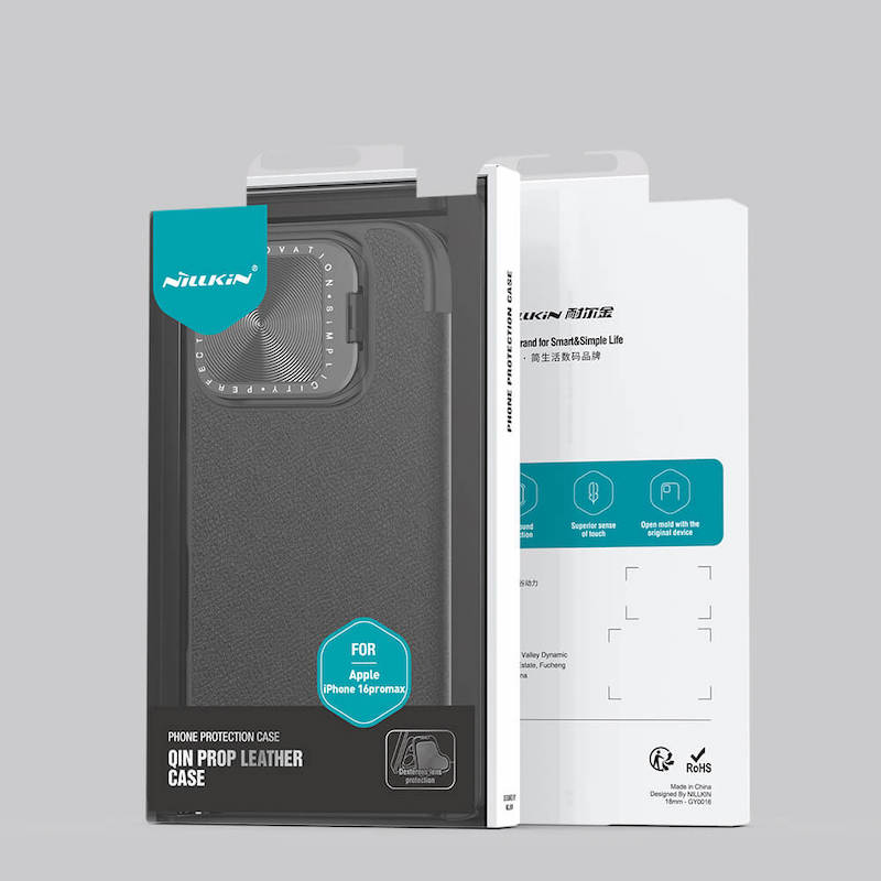 Picture of Nillkin Flip Case For iPhone 16 Pro Max Phone Cover Leather Wallet Case Premium PU Leather Case with Card Holder Lens Cover Stand Protection Slim Fit Flip Cover