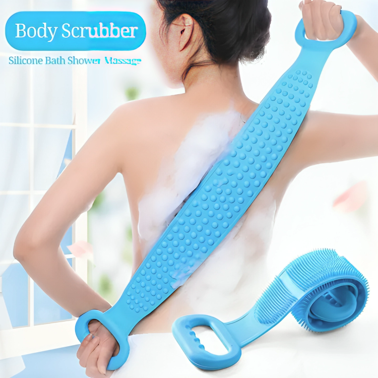 Picture of Silicone Bath Body Brush Soft Rubbing Exfoliating Massage For Shower Cleaning Bathroom Strap Belt Back Wash Clean Scrub Magic Skin Scrubber Brush Home Remove Stains Tool Medical 70cm Flexible Loofah Friction Comfort Double Sided Dual Side