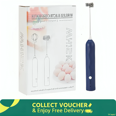 Picture of Electric Hand Mixer, 2-in-1 USB Rechargeable Automatic Milk Frother Egg Beater, 5V Lithium Battery Powered Electric Blender with 3 Speed Adjustable