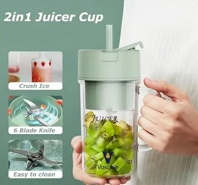 Picture of 2 In 1 Mini Portable USB Rechargeable High Quality 6 Blades Crusher Juicer