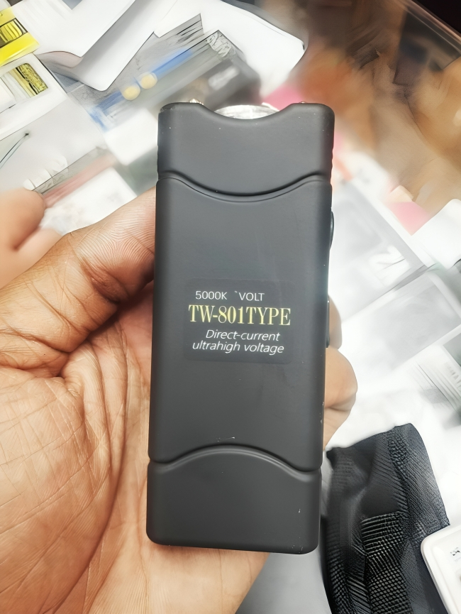 Picture of 801 Rechargeable Led Flashlight High Voltage Electric Tool. Emergency Flashlight with cover.