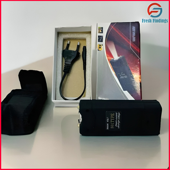 Picture of 801 Rechargeable Led Flashlight High Voltage Electric Tool. Emergency Flashlight with cover.