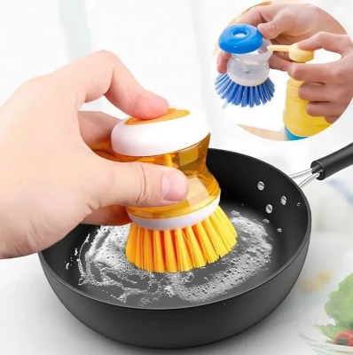 Picture of Kitchen Soap Dispensing Brush - Efficient Dish Cleaning Tool