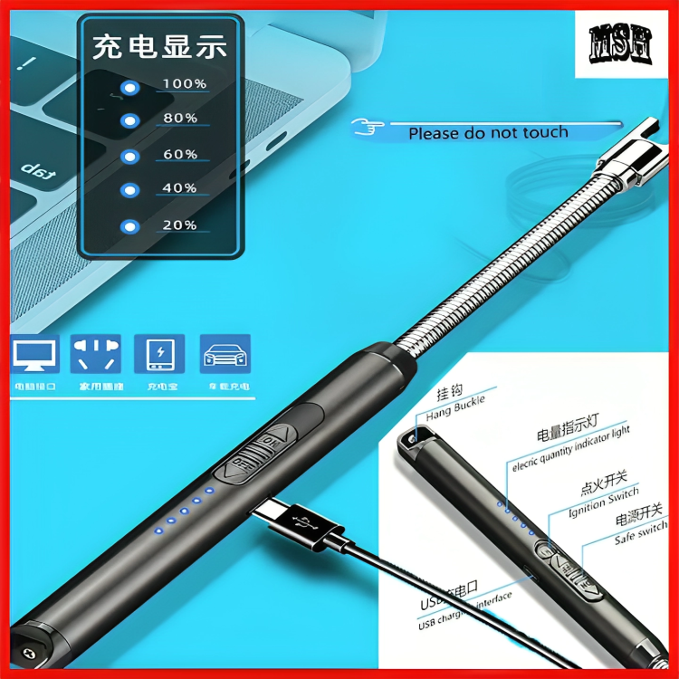 Picture of Electric Kitchen Gas Lighter Arc Lighter USB Rechargeable Long Lighter Windproof Candle Lighter Plasma Flexible Neck for Gas, Oil diyas, Agarbatti, Candles