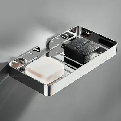 Picture of Bathroom Soap case big size adjustable two soap together Stainless steel SUS304 wall mounted Self Adhesive Drain Soap Sponge rack